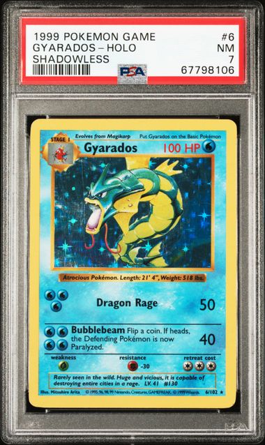 Gyarados Holo Pokemon Game Shadowless PSA 7